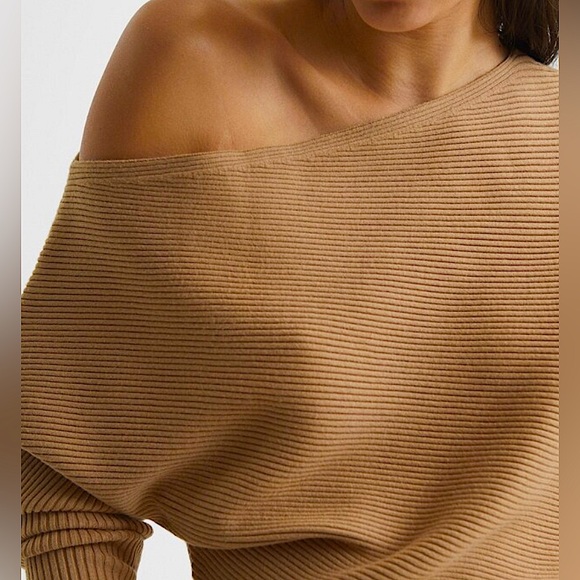 NWOT REISS "LORNA" ASYMMETRIC KNIT CAMEL L/S TOP, SIZE S - Picture 7 of 10
